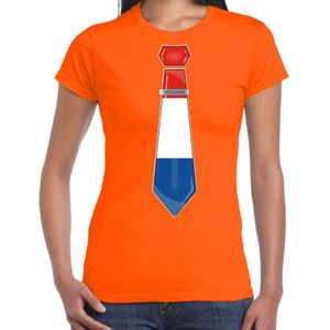 Bellatio Decorations Verkleed shirt voor dames - stropdas Nederland - oranje - supporter -themafeest