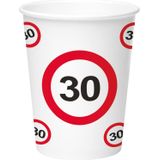 16x stuks drinkbekers van papier in 30 jaar verjaardag thema 350 ml