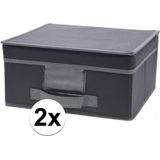 2x Grijze opbergdozen/opbergboxen 44 cm - Opruimen - Opbergmanden voor  kledingkast (opbergboxen) | BESLIST.nl | € 15,98 bij Shoppartners.nl
