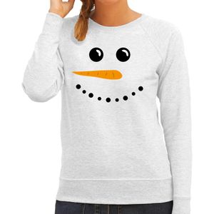 Sneeuwpop foute Kerstsweater / Kersttrui lichtgrijs voor dames