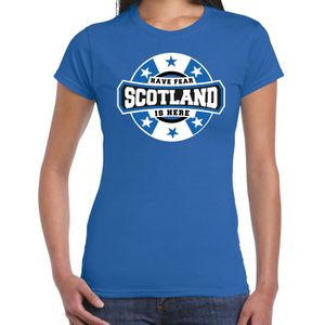 Have fear Scotland / Schotland is here supporter shirt / kleding met sterren embleem blauw voor dames