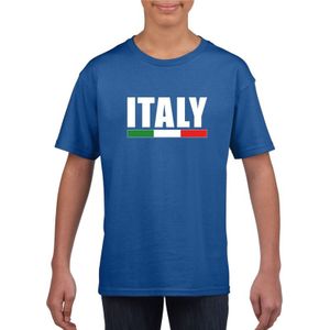 Italiaanse supporter t-shirt blauw voor kinderen