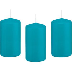 10x Kaarsen turquoise blauw 6 x 12 cm 40 branduren sfeerkaarsen