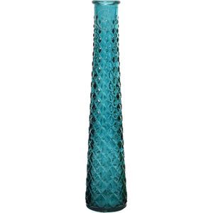 Decoris Vaas/bloemenvaas van gerecycled glas - D7 x H32 cm - blauw