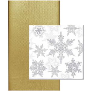 Papieren tafelkleed/tafellaken goud inclusief kerst servetten - Kerstdiner tafel