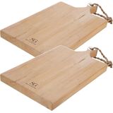 2x Stuks snijplank met handvat 48 x 26 cm van mango hout