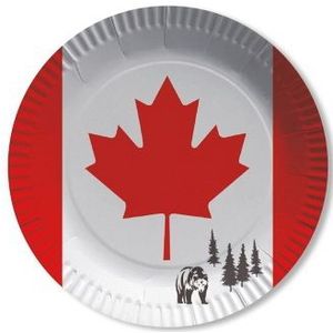 Papieren Canadese vlag thema party bordjes 16x stuks