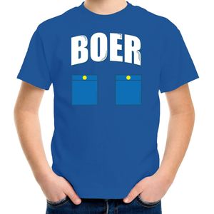 Boer met Zakken Icoon Verkleed T-shirt Blauw Voor Kinderen - Boeren Carnaval / Feest Shirt Kleding / Kostuum 134/140