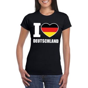 I love Deutschland/ Duitsland supporter shirt zwart dames
