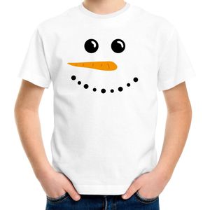 Sneeuwpop Kerst t-shirt - wit - kinderen - Kerstkleding / Kerst outfit 110/116