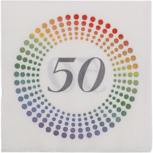 60x Leeftijd 50 jaar witte confetti servetten 33 x 33 cm