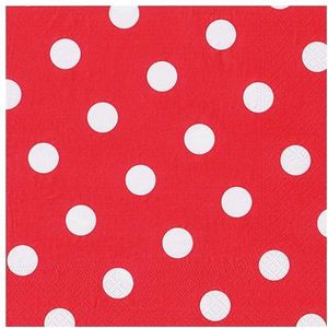 40x Decor servetten 40 x 40 cm rood met witte stippen