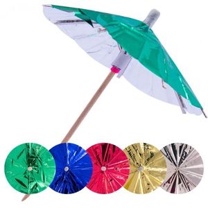 15x Gekleurde parasols prikkers 10 cm