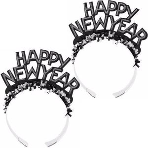 2x stuks haarband Happy New Year zwart voor volwassenen