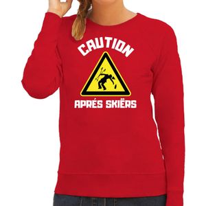 Bellatio Decorations Apres ski sweater dames - apres ski waarschuwing - rood - winter