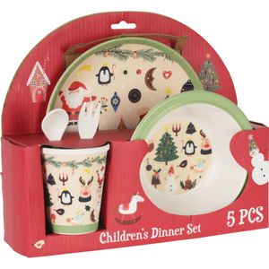 Kerst kinderservies Melamine 5-delig