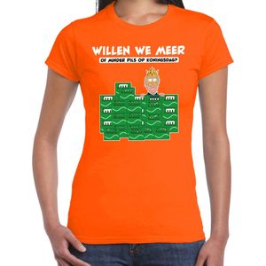 Bellatio Decorations Koningsdag T-shirt dames - meer of minder - bier/pils - oranje - feestkleding