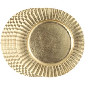 Mica Decorations Diner/kerstdiner onderborden - 8x st - goud - D33 x H2 cm - kunststofÂ - rond