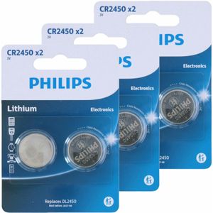 Philips knoopcel batterijen CR2450 - 6x stuks