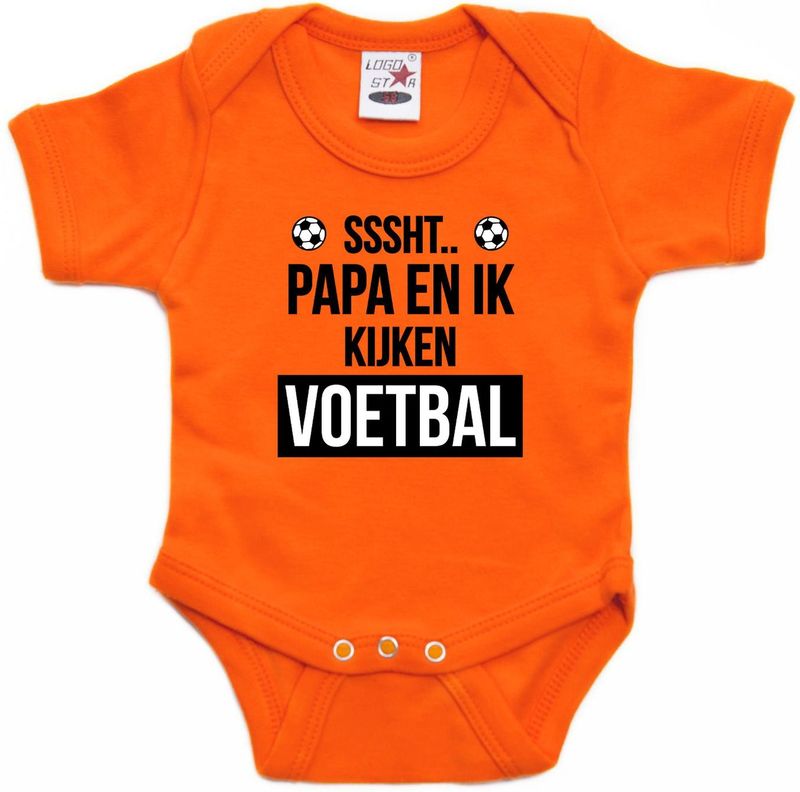 Oranje fan rompertje Sssht kijken voetbal EK/ WK voor babys