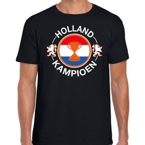 Zwart fan shirt / kleding Holland kampioen met beker EK/ WK voor heren