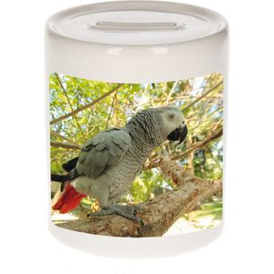Foto grijze roodstaart papegaai spaarpot 9 cm - Cadeau papegaaien liefhebber