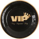 VIP feest wegwerp servies set - 20x bordjes / 20x bekers / 20x servetten - zwart/goud