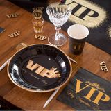 VIP feest wegwerp servies set - 20x bordjes / 20x bekers / 20x servetten - zwart/goud