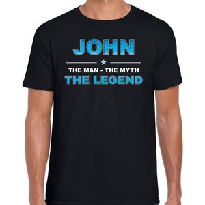 Naam John The man, The myth the legend shirt zwart cadeau shirt