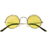 Hippie Flower Power Sixties verkleed set ketting met gele party bril