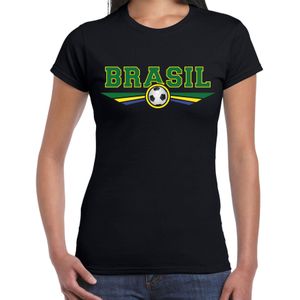 Brazilie / Brasil landen / voetbal shirt met wapen in de kleuren van de Braziliaanse vlag zwart voor dames