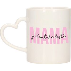 Bellatio Decorations Cadeau koffie/thee mok voor mama - roze - hartjes oor - Moederdag