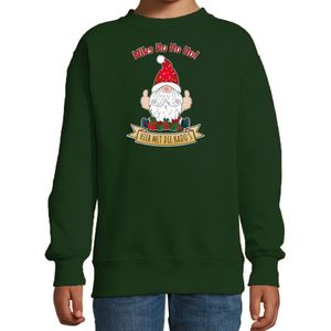 Bellatio Decorations kersttrui/sweater voor kinderen - Kado Gnoom - groen - Kerst kabouter
