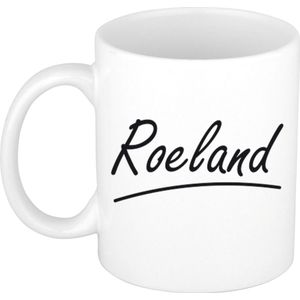 Roeland voornaam kado beker / mok sierlijke letters - gepersonaliseerde mok met naam