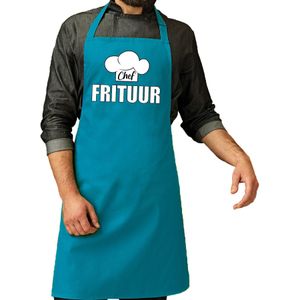 Chef frituur schort / keukenschort turquoise heren