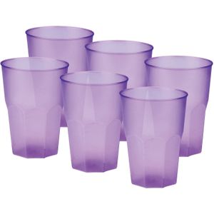 Santex drinkglazen frosted - lila paars - 36x - 420 ml - onbreekbaar kunststof - Cocktailglazen