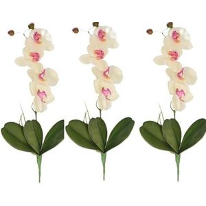 3 Stuks Orchidee kunstbloemen tak wit/roze 44 cm