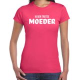 Ik ben trotse moeder - t-shirt fuchsia roze voor dames - mama kado shirt moederdag cadeau