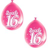 Sweet 16/Sixteen versiering pakket vlaggetjes/ballonnen roze