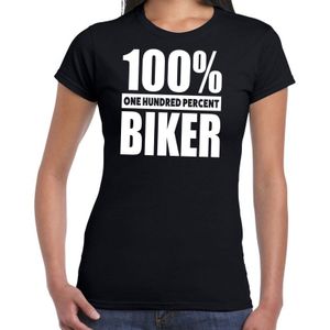 Honderd procent biker/ motorrijder t-shirt zwart voor dames