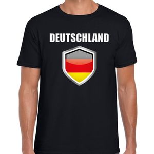 Duitsland fun/ supporter t-shirt heren met Duitse vlag in vlaggenschild