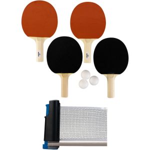 Tafeltennis batjes 4x stuks met een tafel netje set