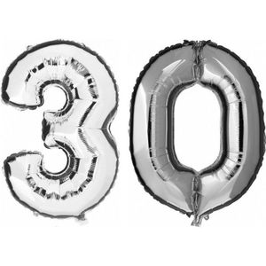 30 jaar leeftijd helium/folie ballonnen zilver feestversiering