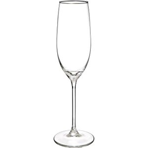 Secret de Gourmet Champagneglazen set Lina - doosje 6x stuks - chique transparant glas - 21 CL