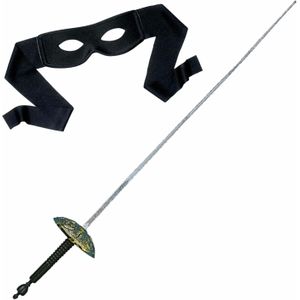 Zorro verkleed set zwart masker met Sabel 60 cm