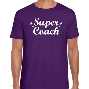 Super coach fun t-shirt paars voor heren - Einde sportseizoen cadeau