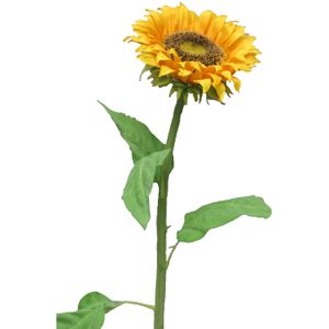Bellatio Design Kunstbloem Zonnebloem Helianthus - 77 cm - losse steel - kunst zijdebloem