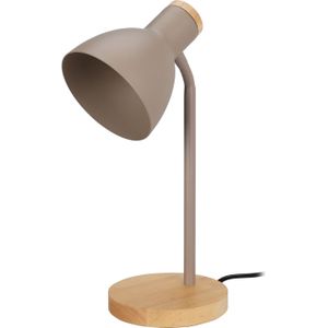 Home &amp;amp; Styling Tafellamp/bureaulampje Design Light - hout/metaal - beige - H36 cm - Leeslamp