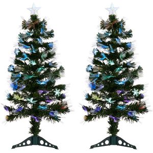 Krist+ Kunstkerstbomen met verlichting - 2x stuks - H90 cm - LED