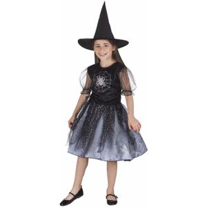 Halloween kinder verkleedkleding heks met spin